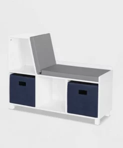 RiverRidge Home Kids' Book Nook Collection Cubby Storage Bench with 2 Bins - RiverRidge Gray -Bookshelves Sales Shop unnamed file 828