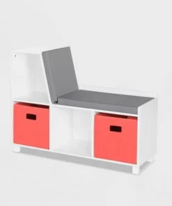 RiverRidge Home Kids' Book Nook Collection Cubby Storage Bench with 2 Bins - RiverRidge Gray -Bookshelves Sales Shop unnamed file 830