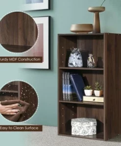 Costway 3 Open Shelf Bookcase Modern Multi-functional Storage Display Cabinet Walnut -Bookshelves Sales Shop unnamed file 84