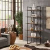 Nathyn 5 Shelf X Back Metal Post Bookshelf - Inspire Q Walnut Brown -Bookshelves Sales Shop unnamed file 843