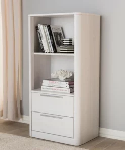 15.47" 2 Drawer Carlingford Modern and Contemporary Whitewashed Wood Bookshelf White - Baxton Studio -Bookshelves Sales Shop unnamed file 874