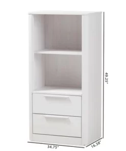 15.47" 2 Drawer Carlingford Modern and Contemporary Whitewashed Wood Bookshelf White - Baxton Studio -Bookshelves Sales Shop unnamed file 876