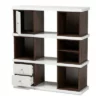 39.06" Rune Two-Tone 2 Drawer Bookcase White/Walnut - Baxton Studio -Bookshelves Sales Shop unnamed file 877
