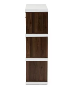39.06" Rune Two-Tone 2 Drawer Bookcase White/Walnut - Baxton Studio -Bookshelves Sales Shop unnamed file 879