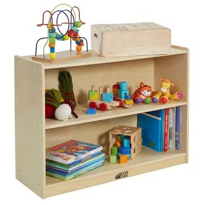 ECR4Kids Birch 2 Shelf Storage Cabinet with Back, Wood Book Shelf Organizer 5 ECR4Kids Birch 2 Shelf Storage Cabinet with Back, Wood Book Shelf Organizer - Image 3