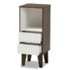 31.22" Senja Two-Tone Finished Wood 2 Drawer Bookcase White/Walnut - Baxton Studio