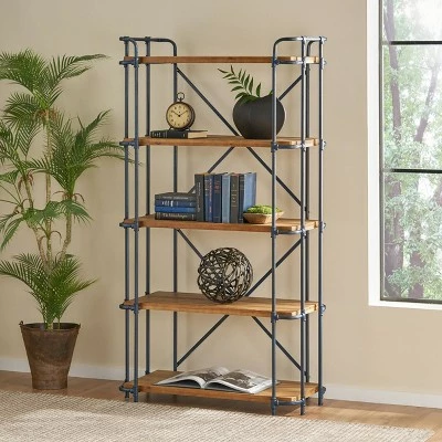 Yorktown 66.75" 5-Shelf Industrial Bookcase Brown - Christopher Knight Home 3 Yorktown 66.75" 5-Shelf Industrial Bookcase Brown - Christopher Knight Home