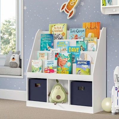 Kids' Bookrack with 3 Cubbies and 2 Bins - RiverRidge Home Pink 3 Kids' Bookrack with 3 Cubbies and 2 Bins - RiverRidge Home Pink