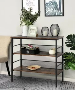 HomCom 3-Tier Industrial Style Storage Metal Wooden Shelf -Bookshelves Sales Shop unnamed file 961