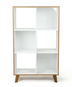 Morgan Mid-Century 6 Cube Toy Storage Organizer Wood/White - Humble Crew