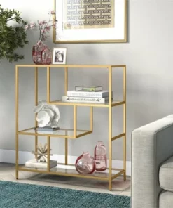 Henn& Hart 40" Tall Brass Finish Bookcase - Henn&Hart -Bookshelves Sales Shop unnamed file 970