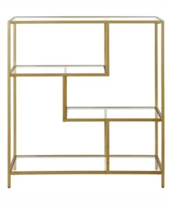 Henn& Hart 40" Tall Brass Finish Bookcase - Henn&Hart -Bookshelves Sales Shop unnamed file 971