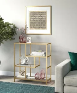 Henn& Hart 40" Tall Brass Finish Bookcase - Henn&Hart -Bookshelves Sales Shop unnamed file 972