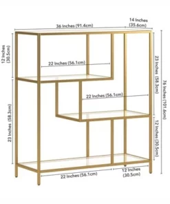 Henn& Hart 40" Tall Brass Finish Bookcase - Henn&Hart -Bookshelves Sales Shop unnamed file 973